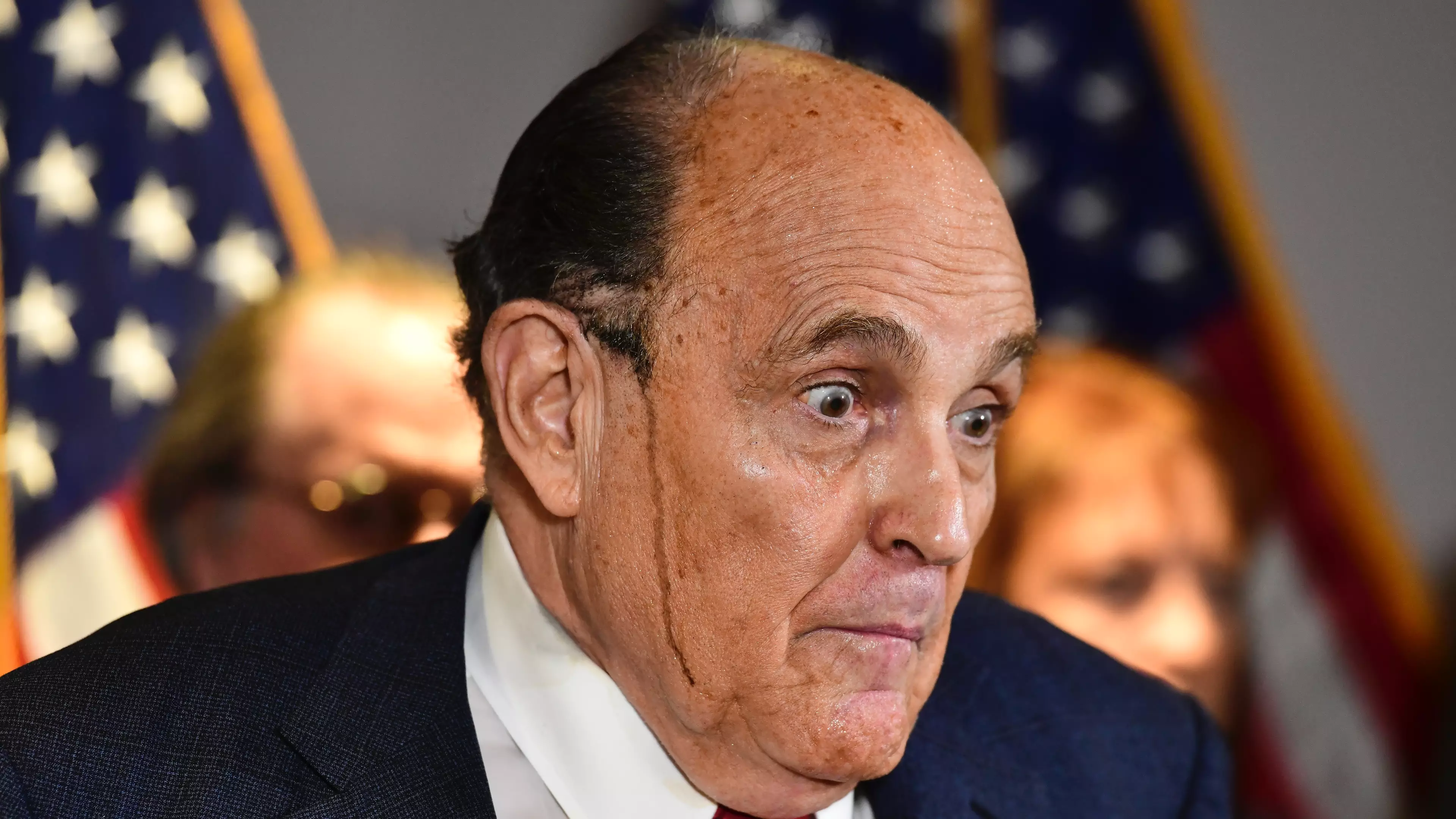 Rudy Giuliani Sweats Out Hair Dye During Wild Press Conference