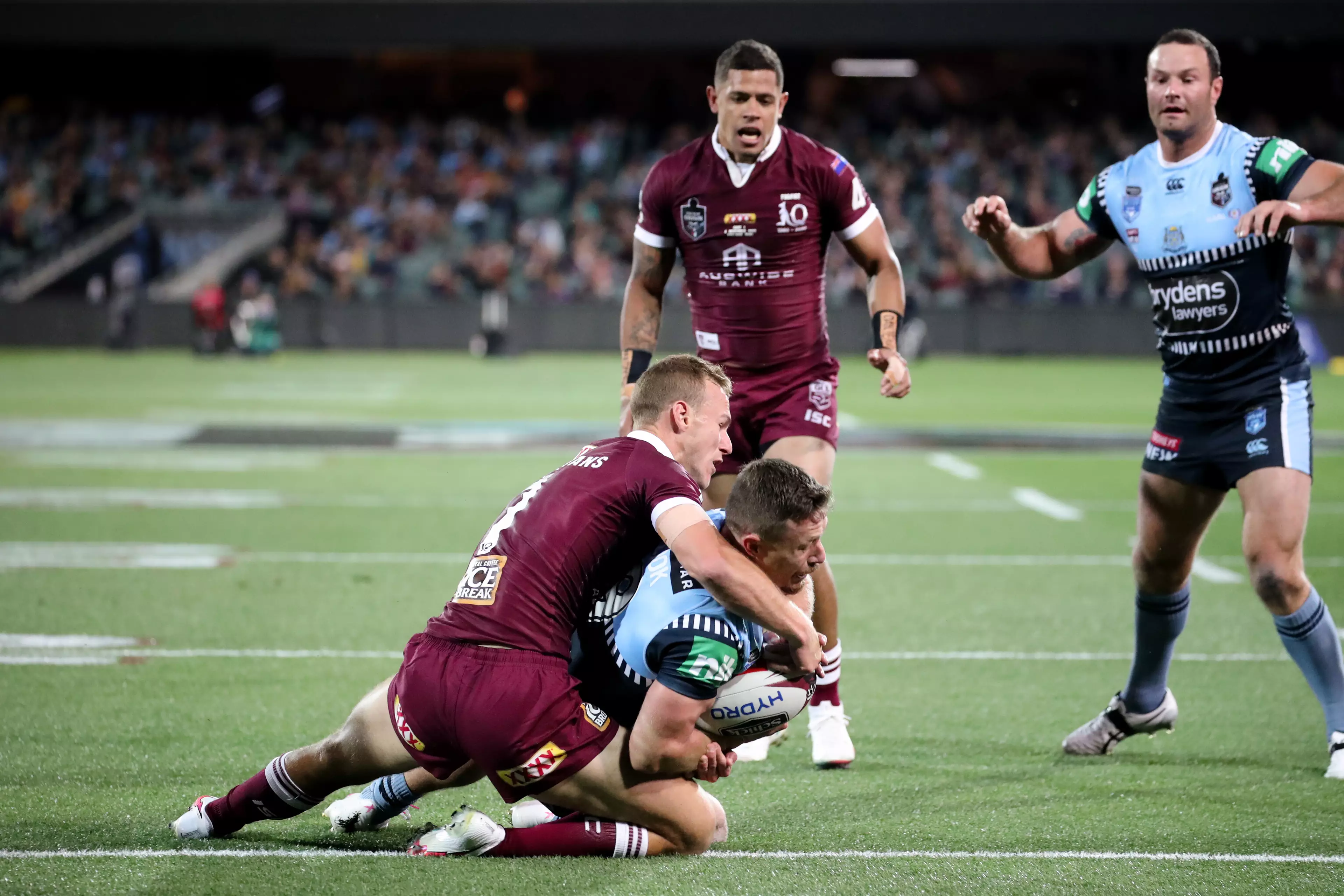Cook scores past Gagai in Game 1 of the 2020 series.