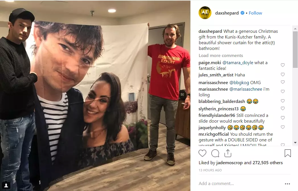 Who doesn't want a Ashton Kutcher and Mila Kunis shower curtain?