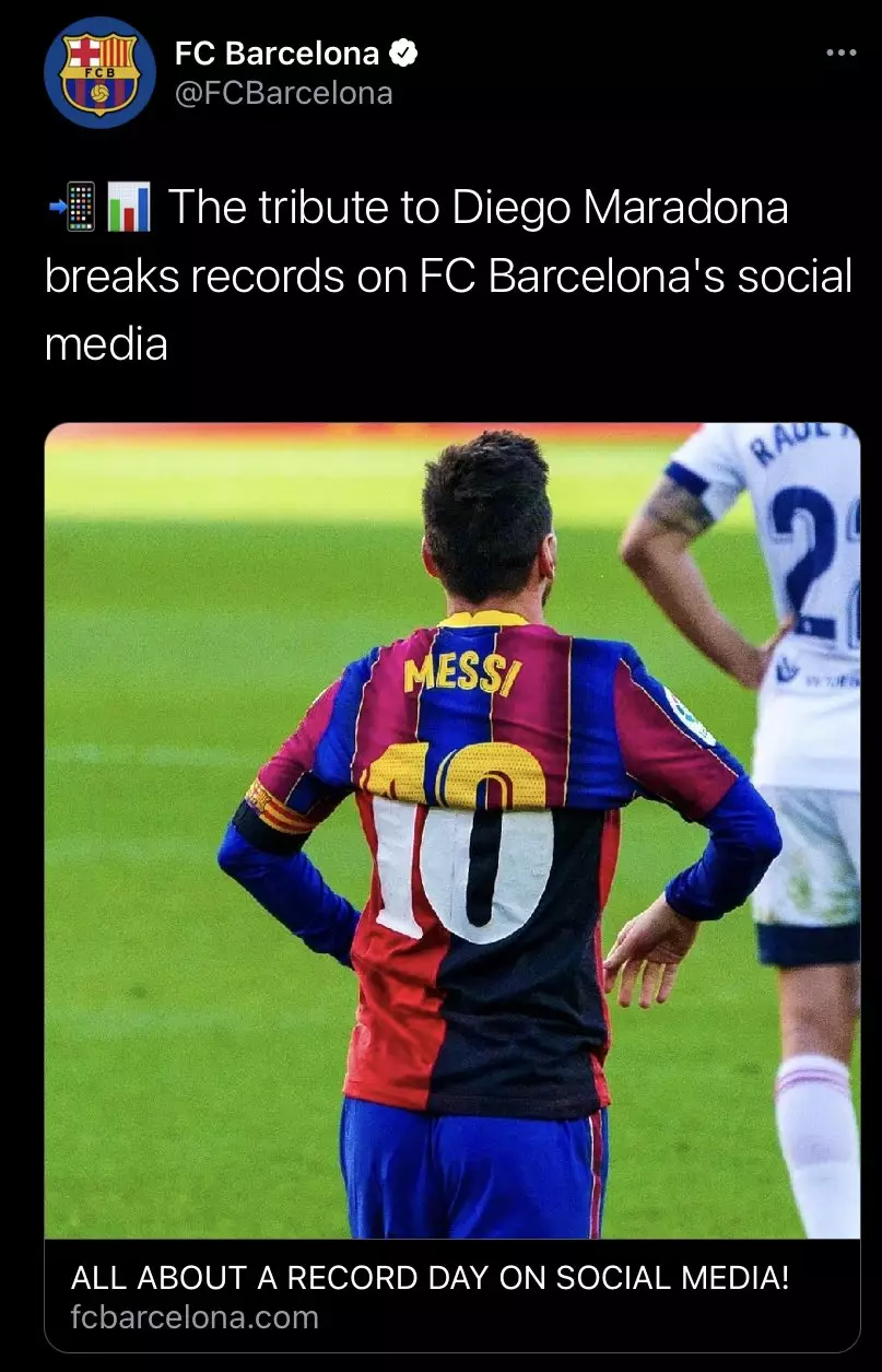 Barcelona's offending tweet. Image: PA Images