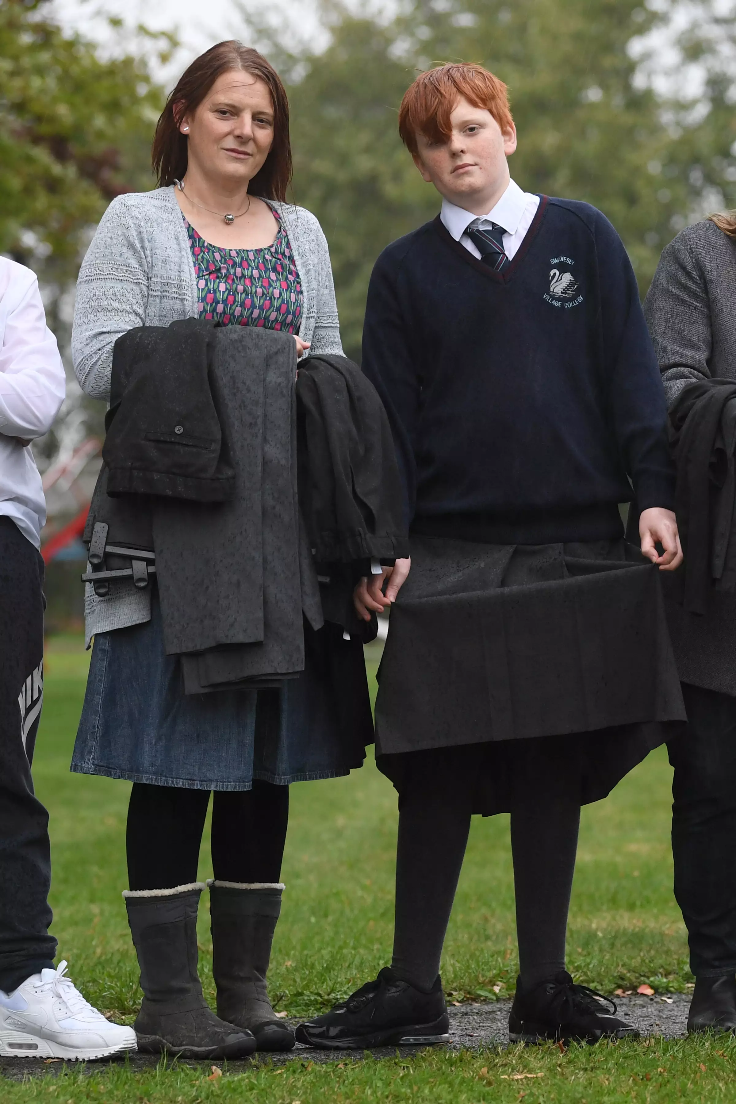 Josh Mayer has been to school in a skirt after being taken out of lessons for wearing the wrong type of trousers.