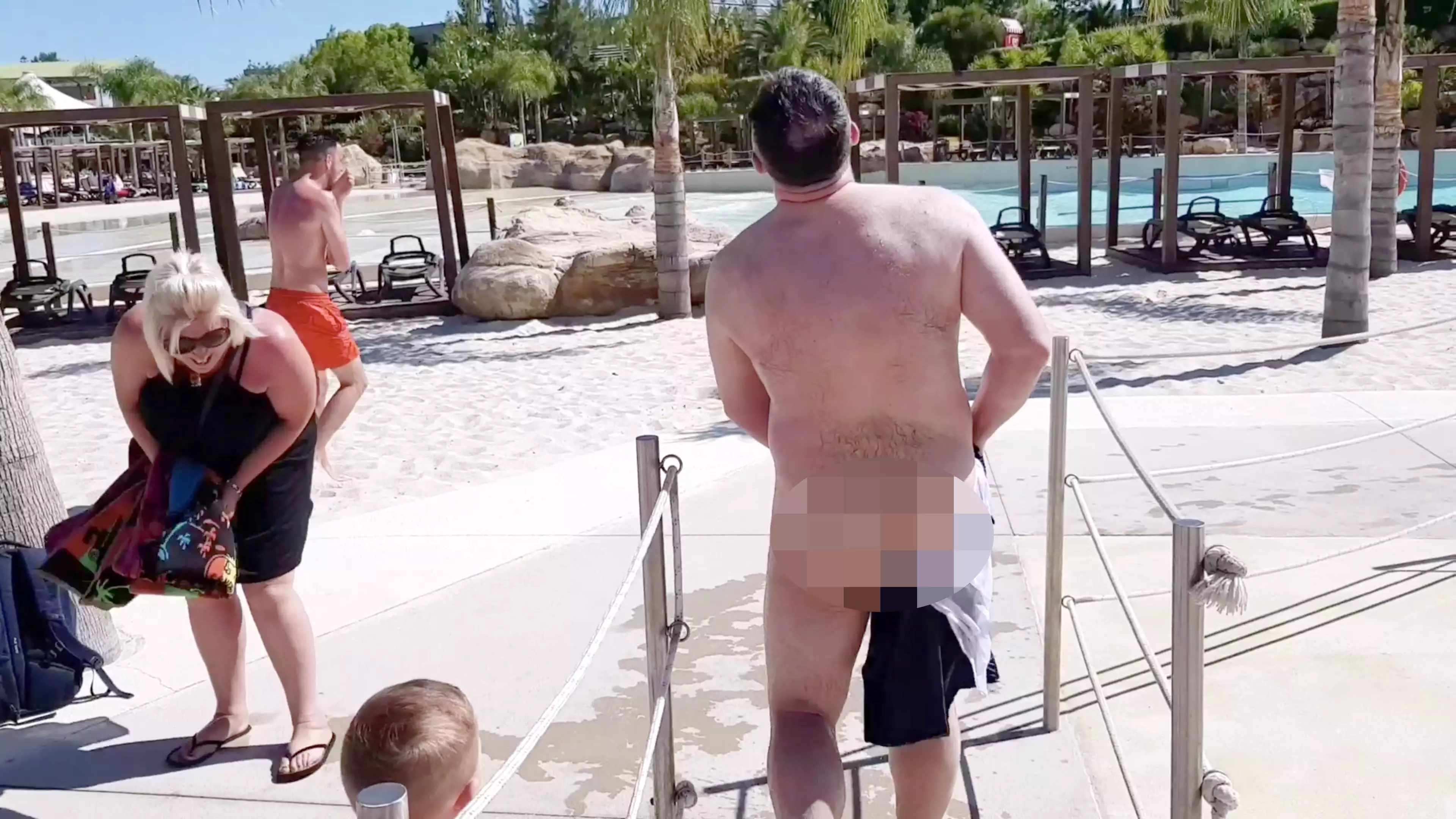 Dad Tricked By Dissolving Shorts Prank While At Waterpark On Holiday