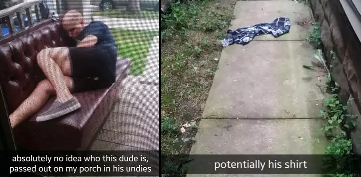 Lad Discovers Passed Out Drunk Guy Sleeping On His Porch With No Pants On 