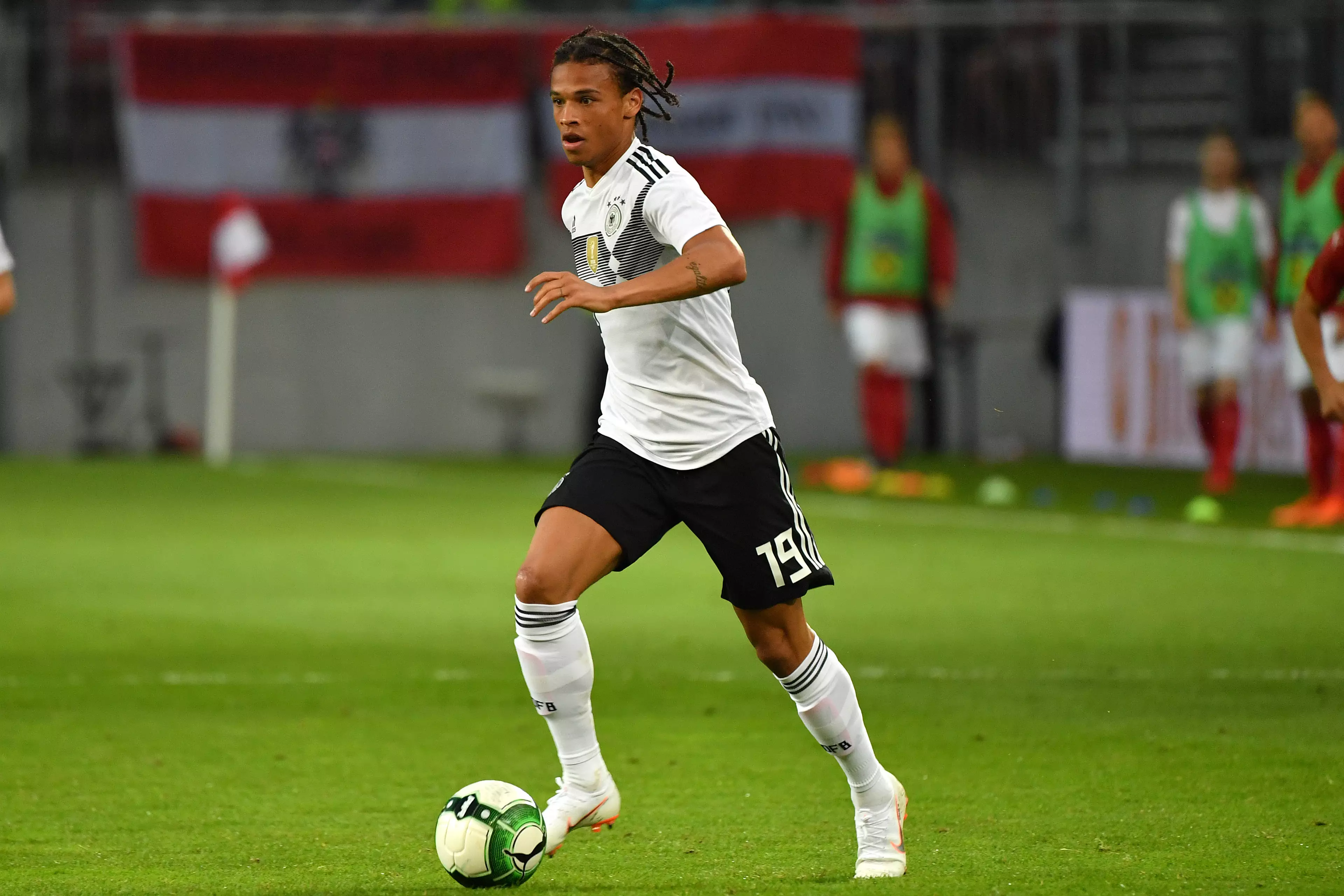 Sane playing for Germany in their friendly against Austria. Image: PA Images