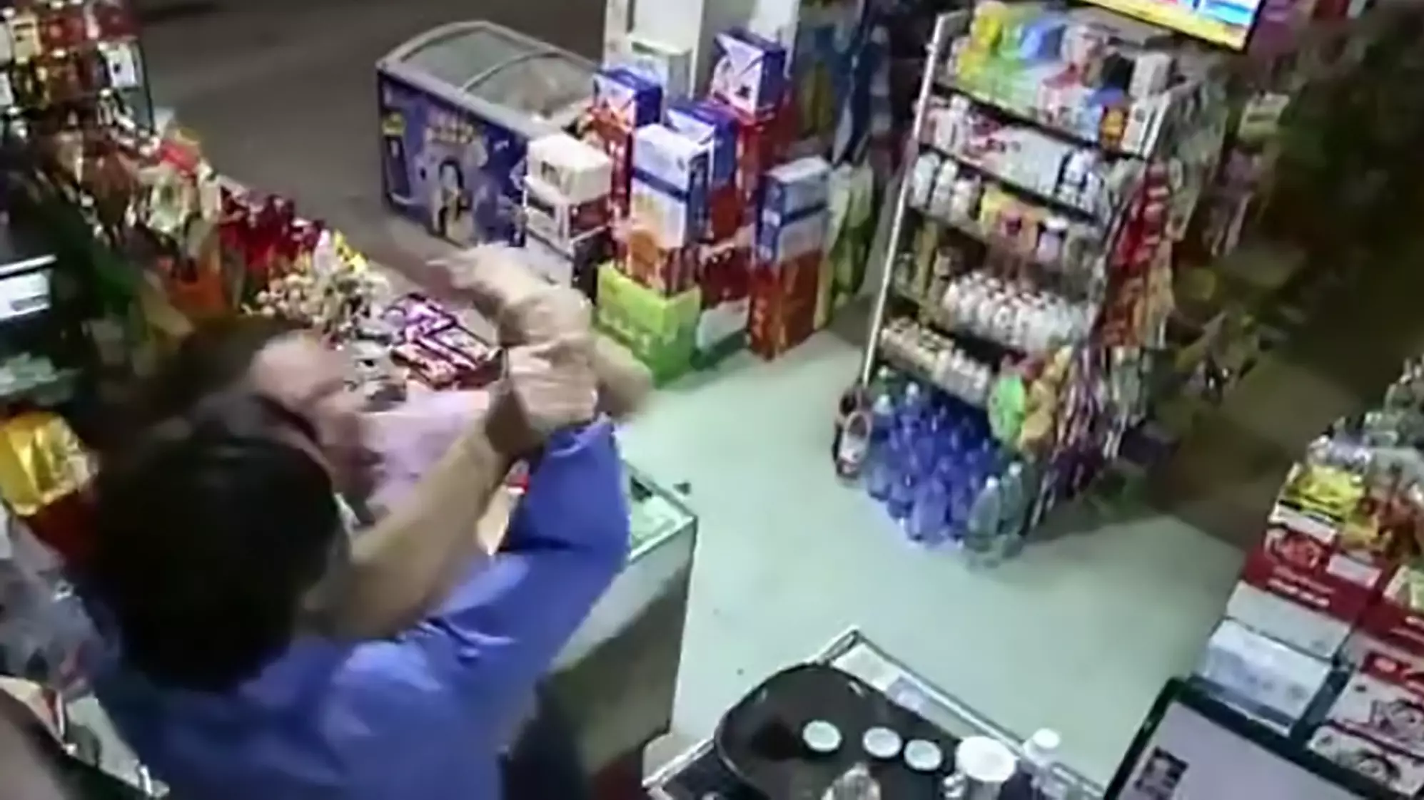 Corner Shop Boss Pins Knife-Wielding Robber To The Floor