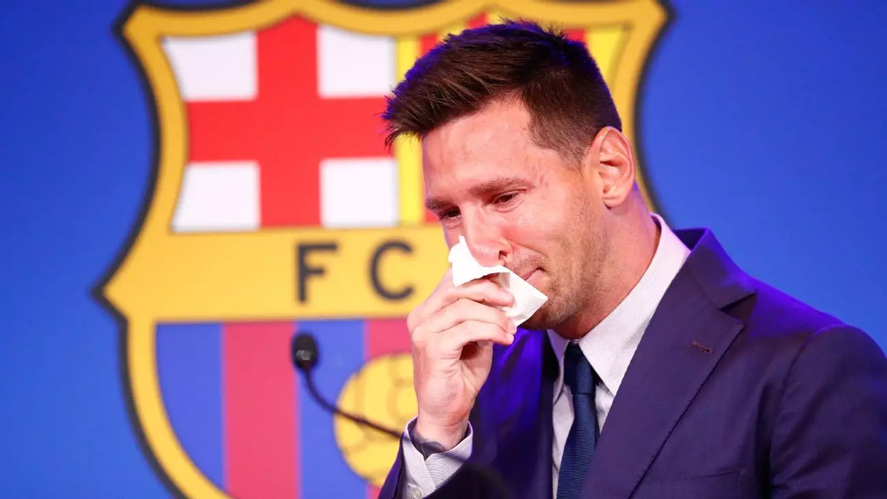 Messi broke down in tears after he announced his departure at a farewell news conference