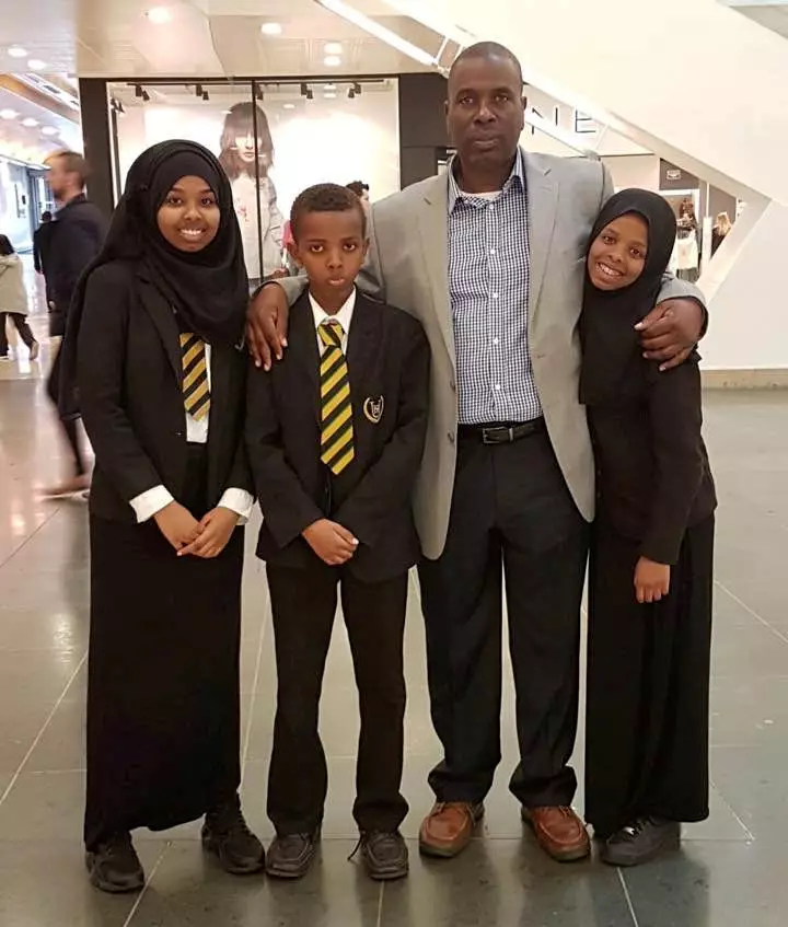Idris with three of his children.