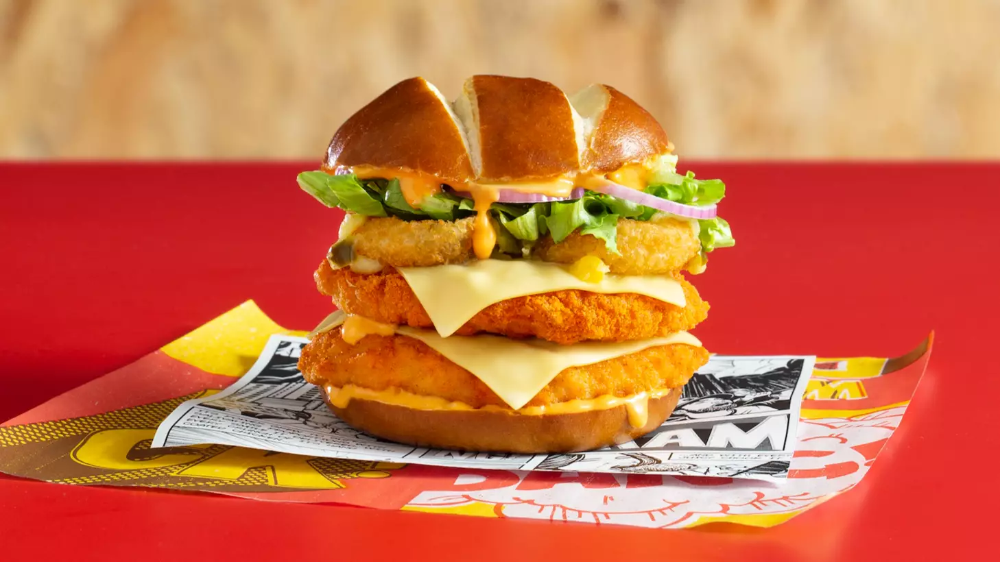Chicken Treat Launches An Epic New Spicy Burger With A Pretzel Bun