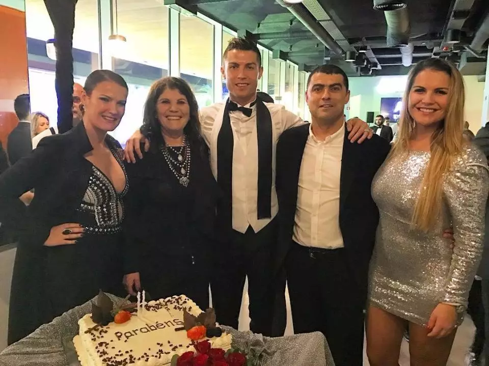 Ronaldo with his family, mum Dolores to the left and brother Hugo on the right. Image: @cristiano