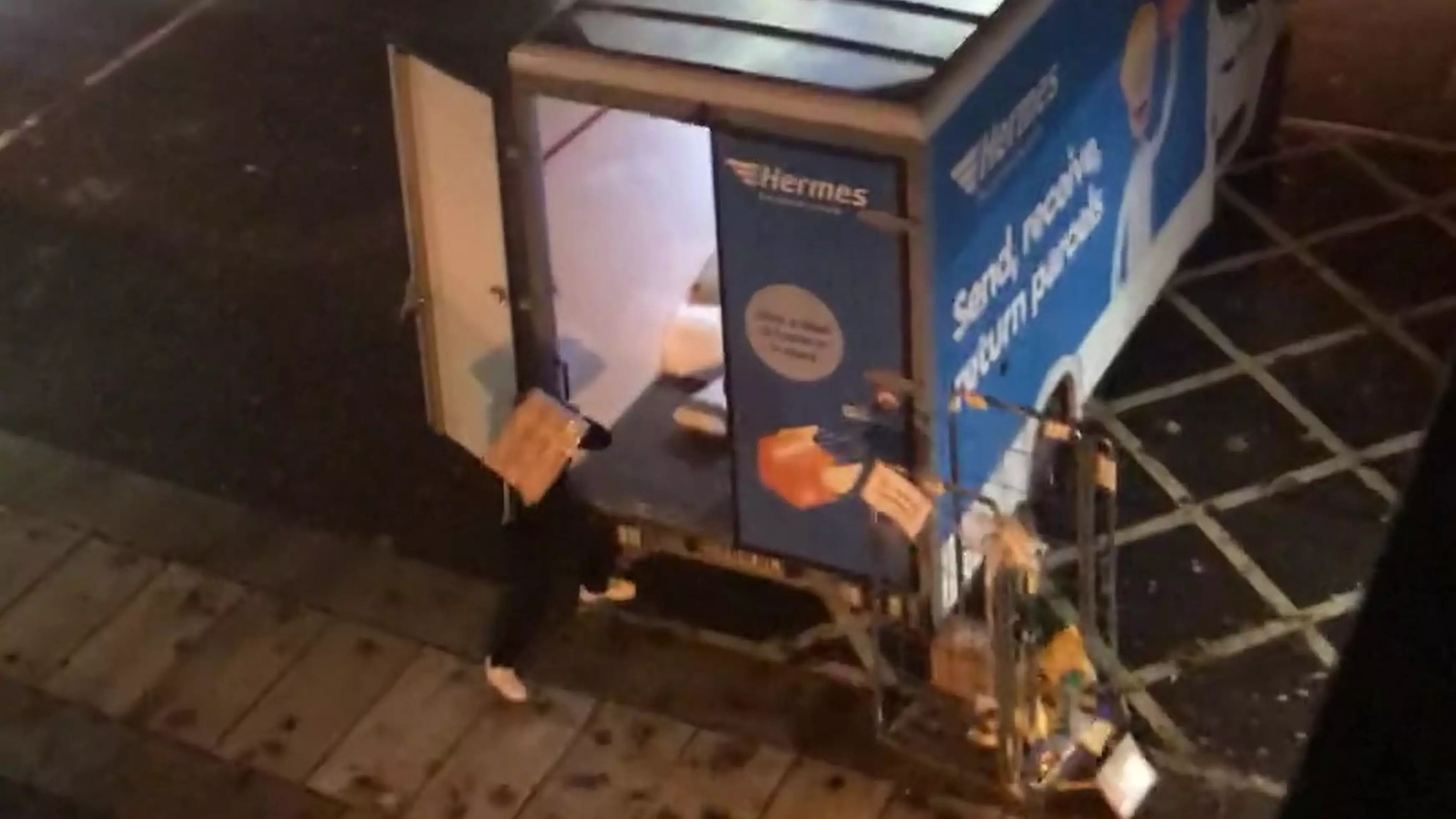 Man Films 'Angry' Hermes Driver Lashing Parcels Into Van 