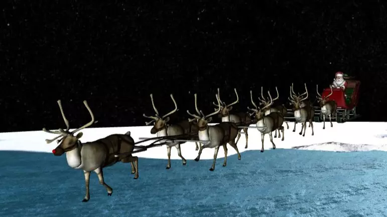Santa is shown making his way across the globe (