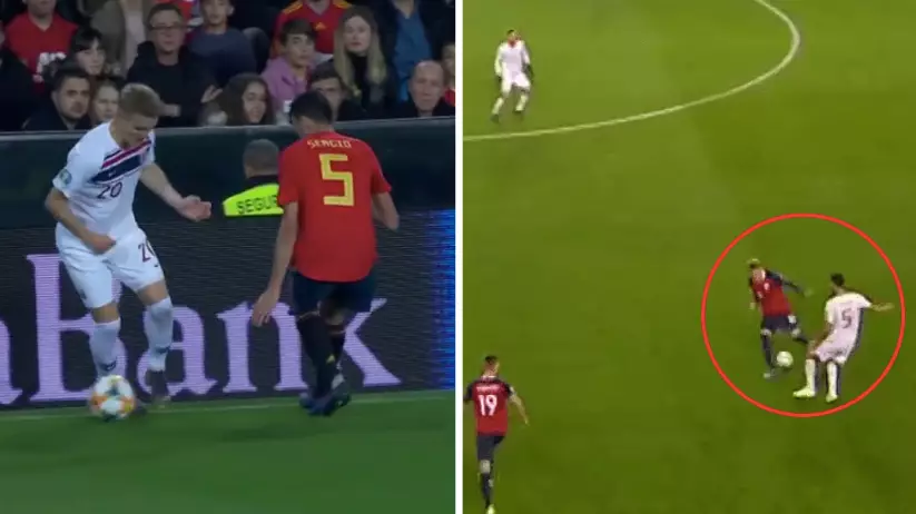 Sergio Busquets Gets Revenge On Martin Odegaard With The Cheekiest Nutmeg 