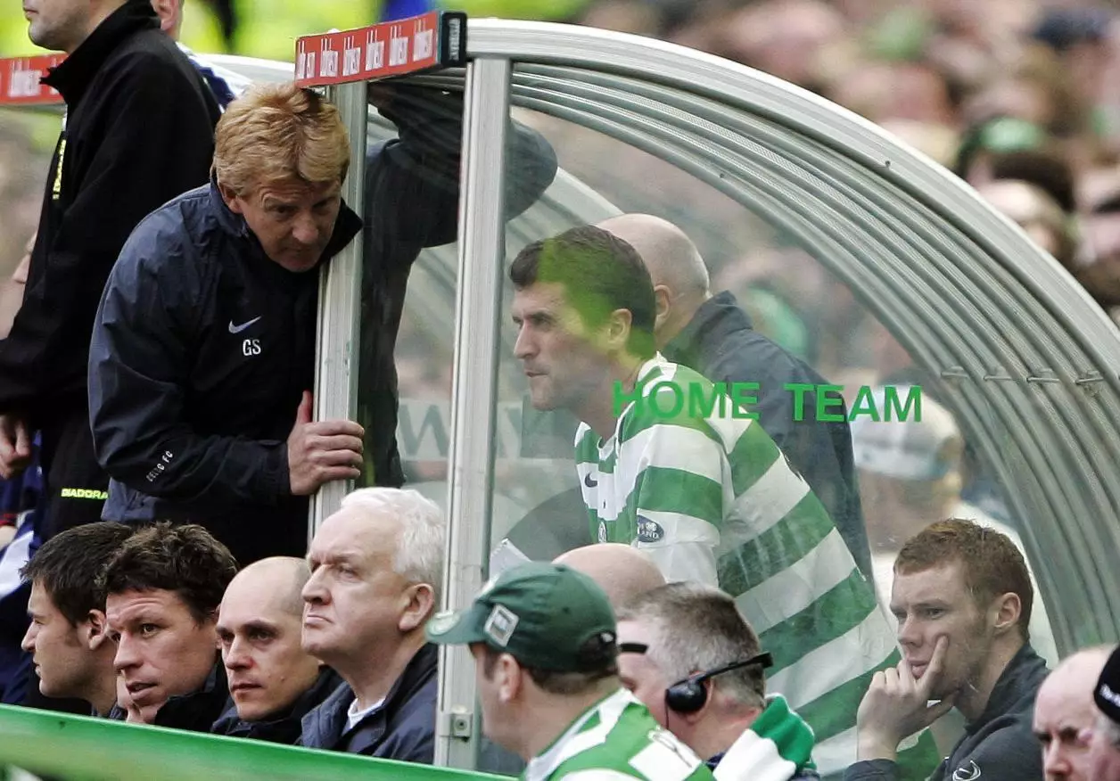 Keane after he was subbed off in the Old Firm game in April 2006. Image: PA Images