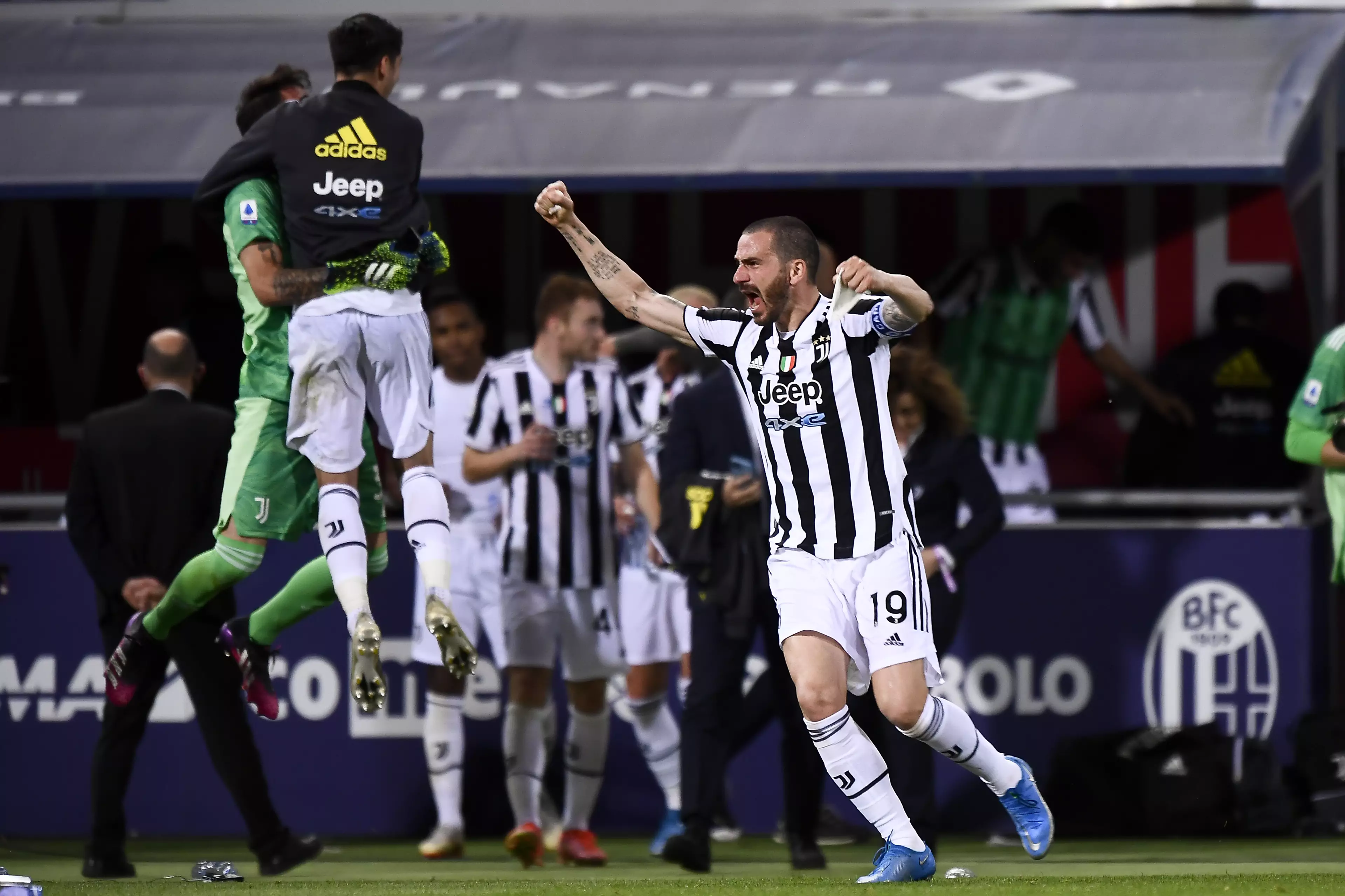 Juventus players celebrate qualifying for a competition their club no longer wanted to be a part of. Image: PA Images