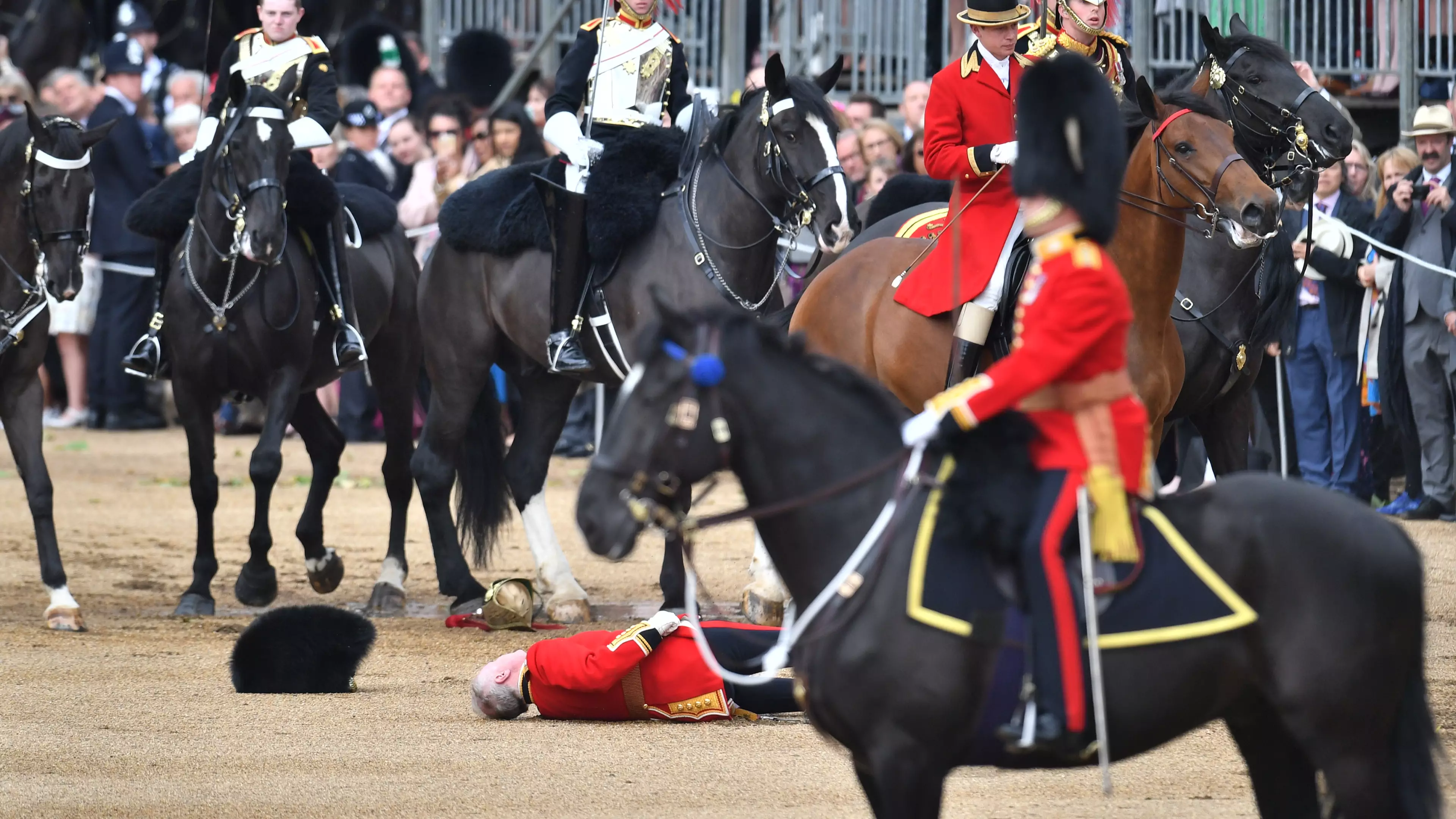 Soldier Thrown From Horse During Queen's Birthday Celebrations