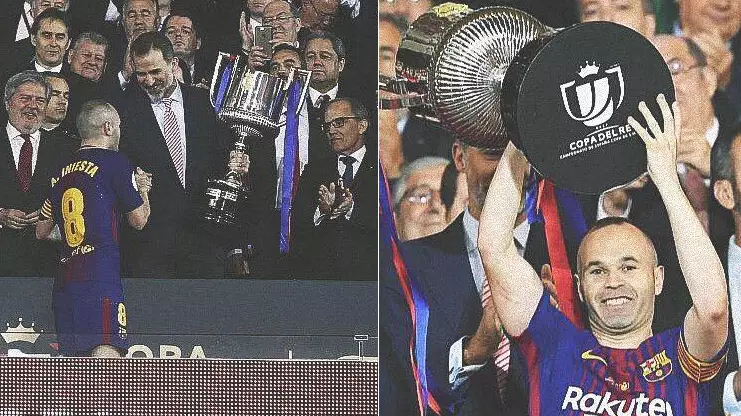 Lionel Messi Paid The Ultimate Respect To Andres Iniesta During Trophy Ceremony