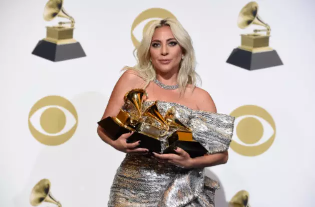 Lady Gaga with her Grammy Awards.
