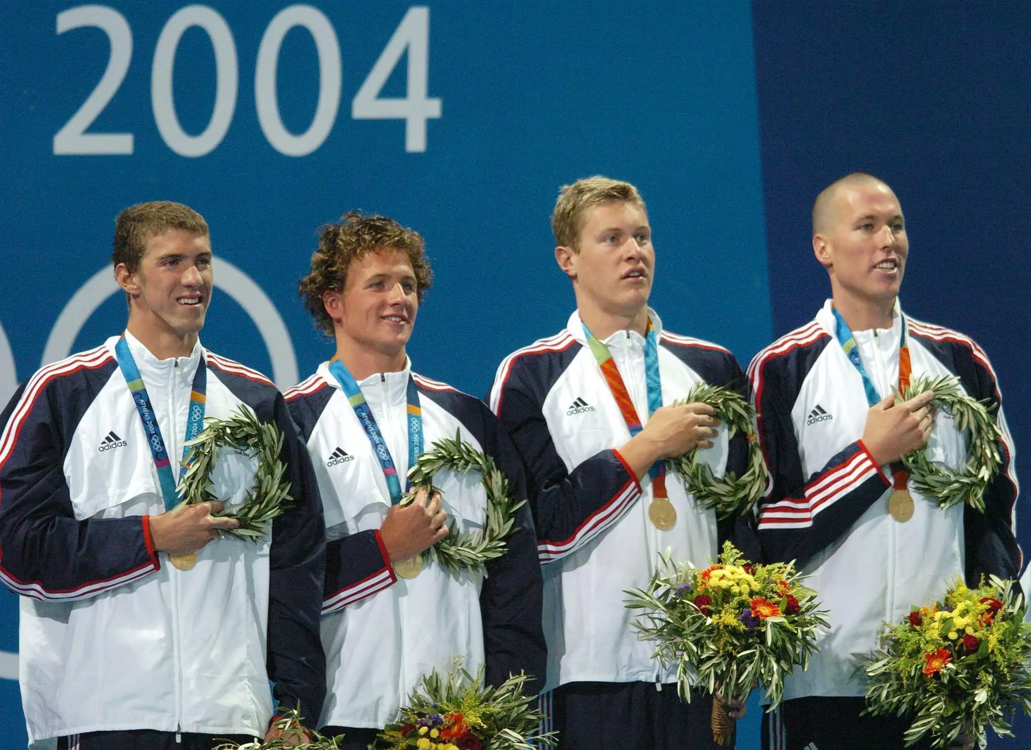 The men's swimming team that represented the US at Athens.