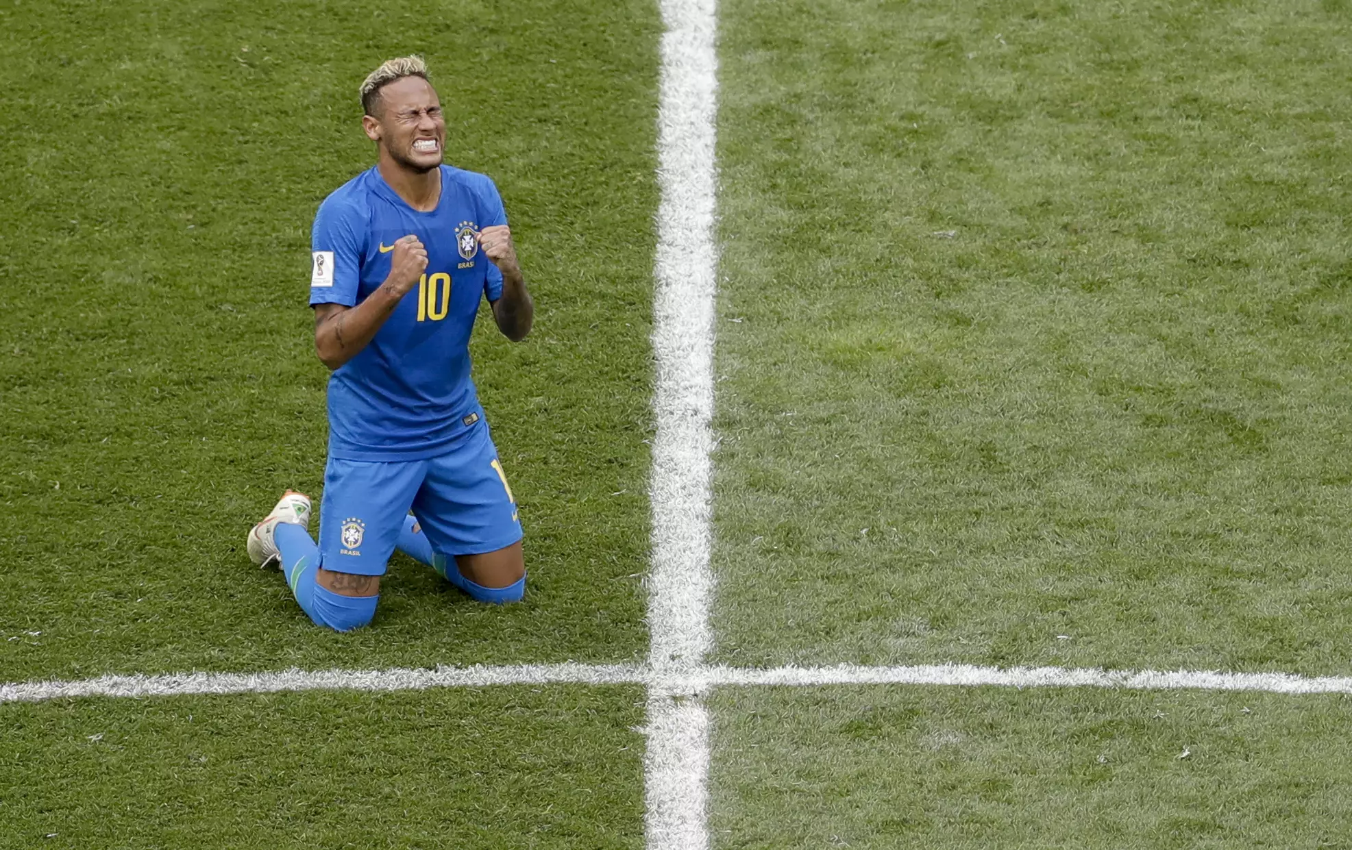 Neymar reacts at the end of the game. Image: PA