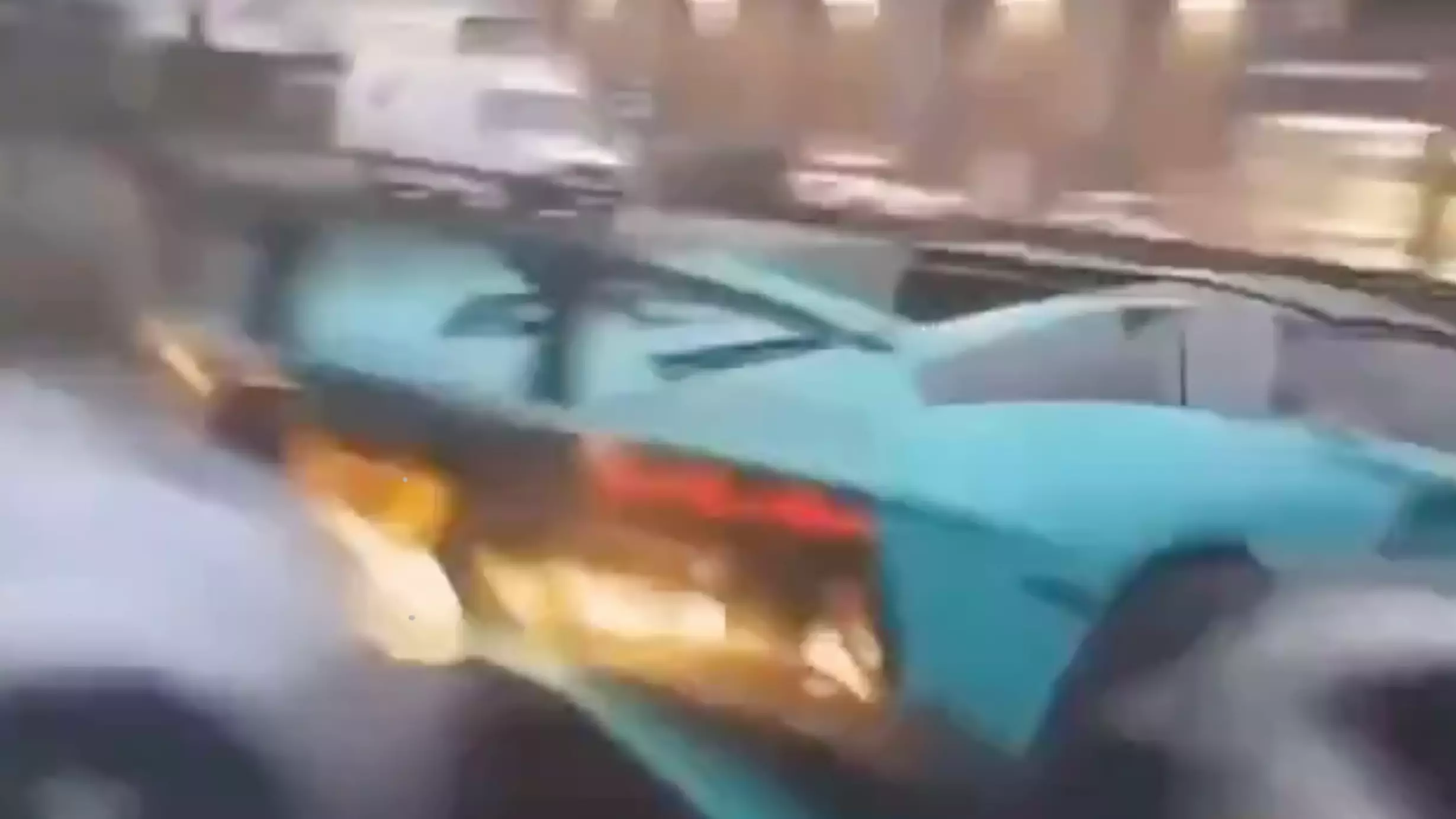 Dramatic Moment Lamborghini Is Rear-Ended By Ford Fiesta