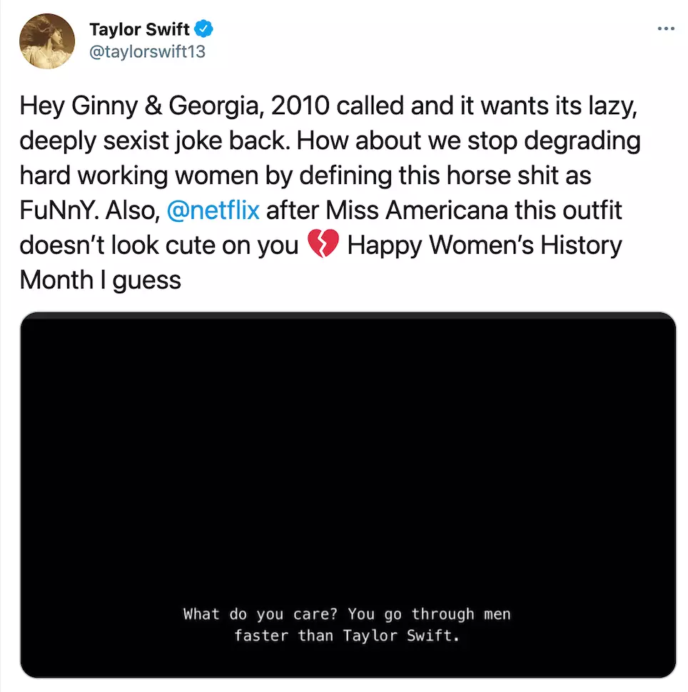 Taylor Swift tweeted her response on Monday (