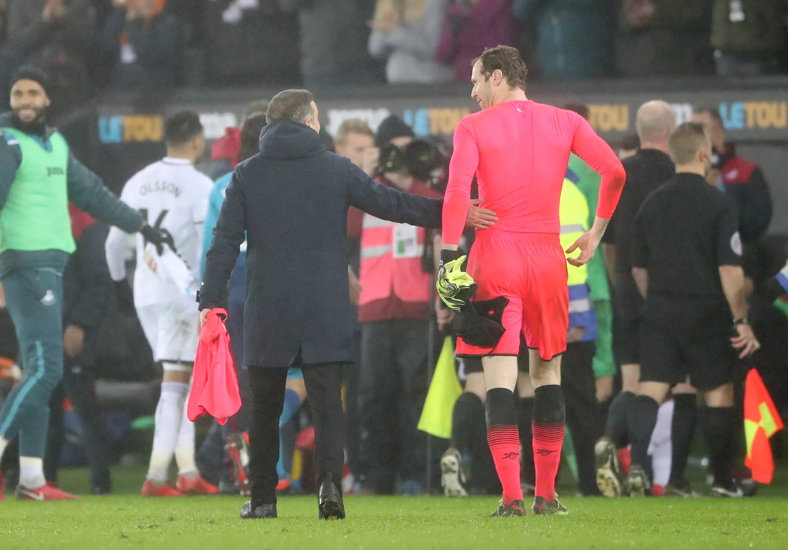  Cech gives his shirt to Carvalhal. Image: PA