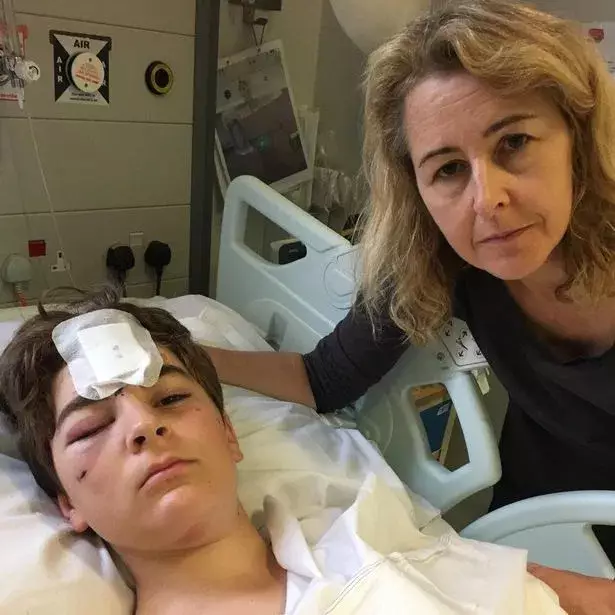 Theo and his mother Aileen O'Brien in hospital.