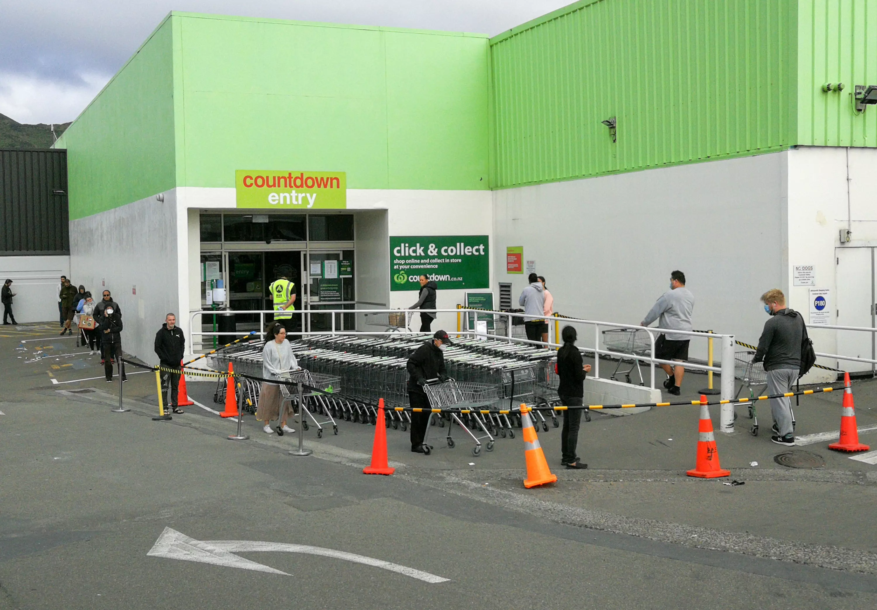 People social distancing at a Wellington supermarket.