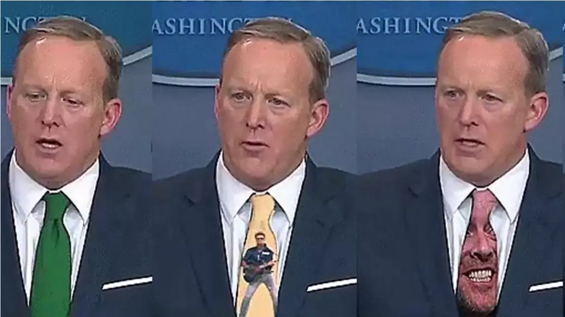 Sean Spicer Gets Video Edit Treatment After Wearing Green Tie