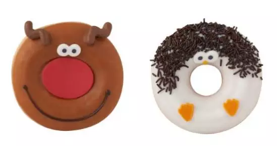 Rudolph the reindeer (£1.90) and Poppy the penguin (£1.90) doughnuts. (