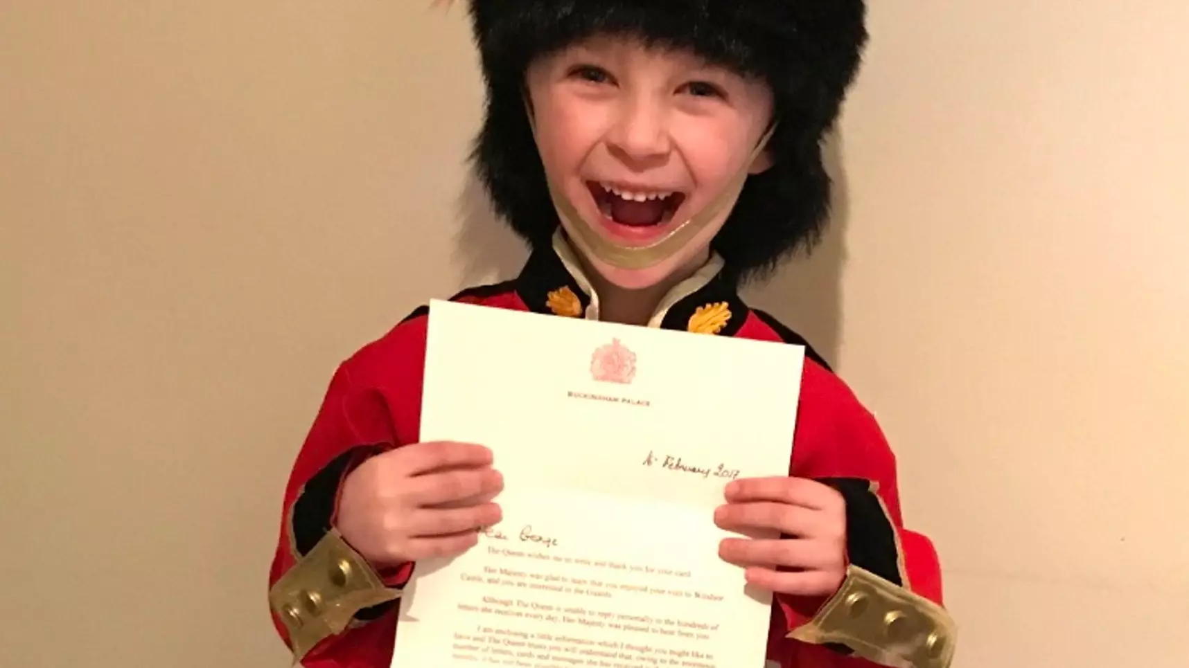 Six-Year-Old Boy Who Dreams Of Being A Guard Gets Response From The Queen
