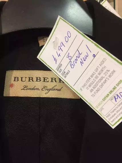 The price tag on the coat.