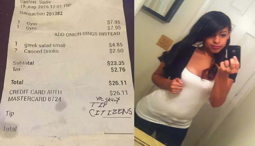 Waitress Hoping For A Tip Was Given A Vile And Racist Message By Morons Instead
