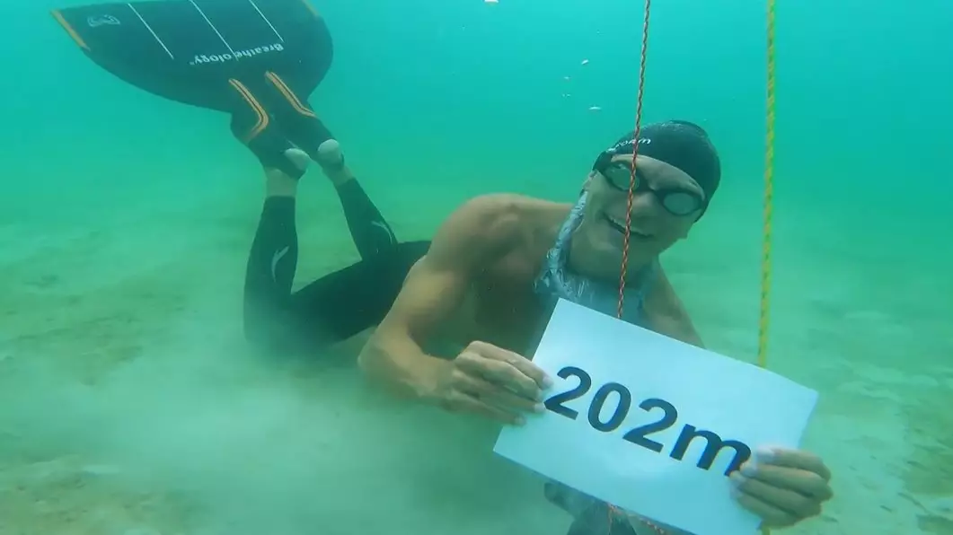 Man Sets World Record For Longest Swim Underwater In Ocean With One Breath