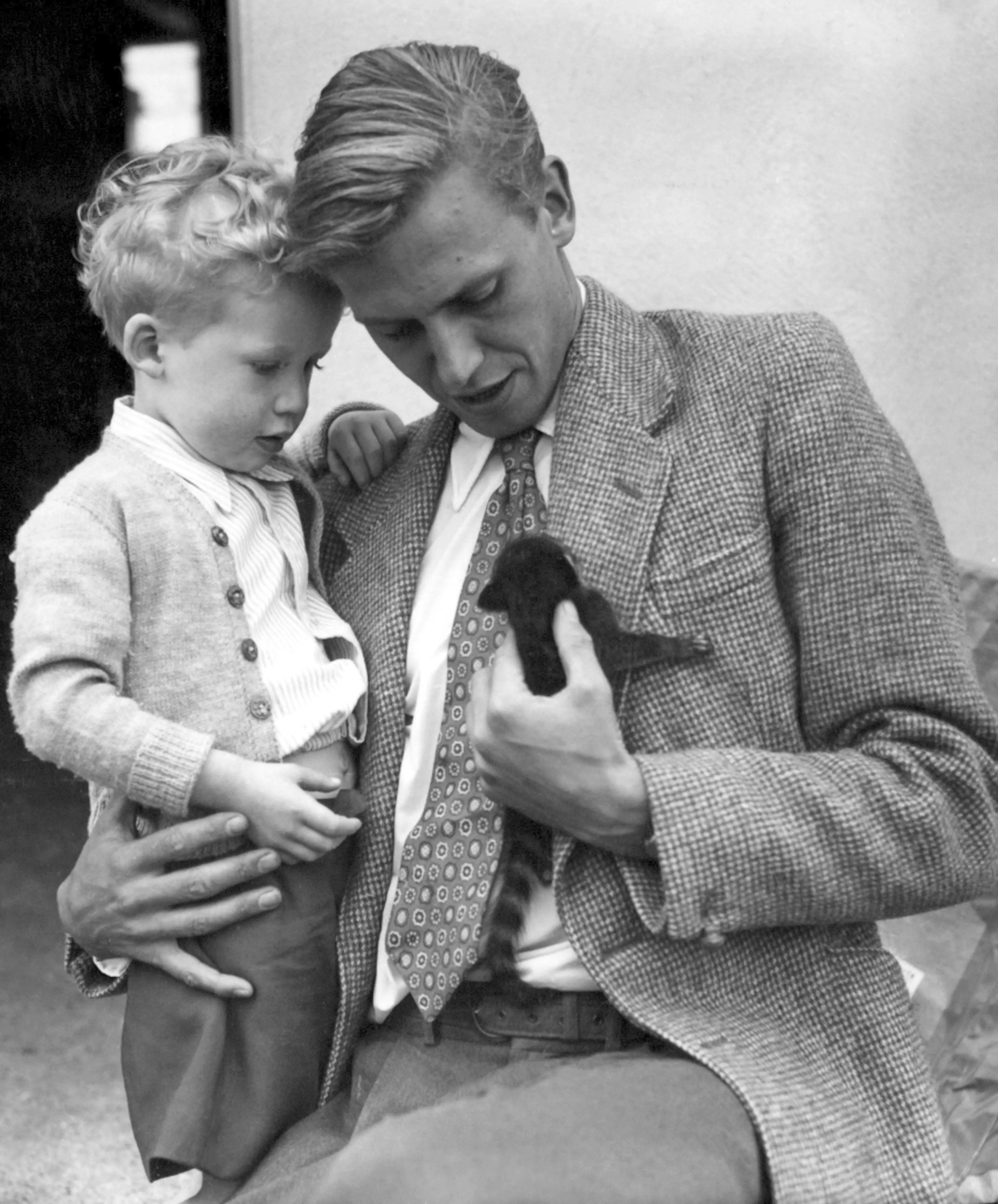 David Attenborough with his son Robert in 1955 (