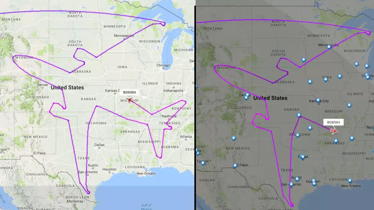A Plane Has Drawn A Massive Plane Outline In The Sky Across America