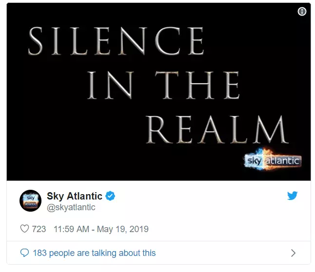 Sky Atlantic has taken part in a social media blackout.