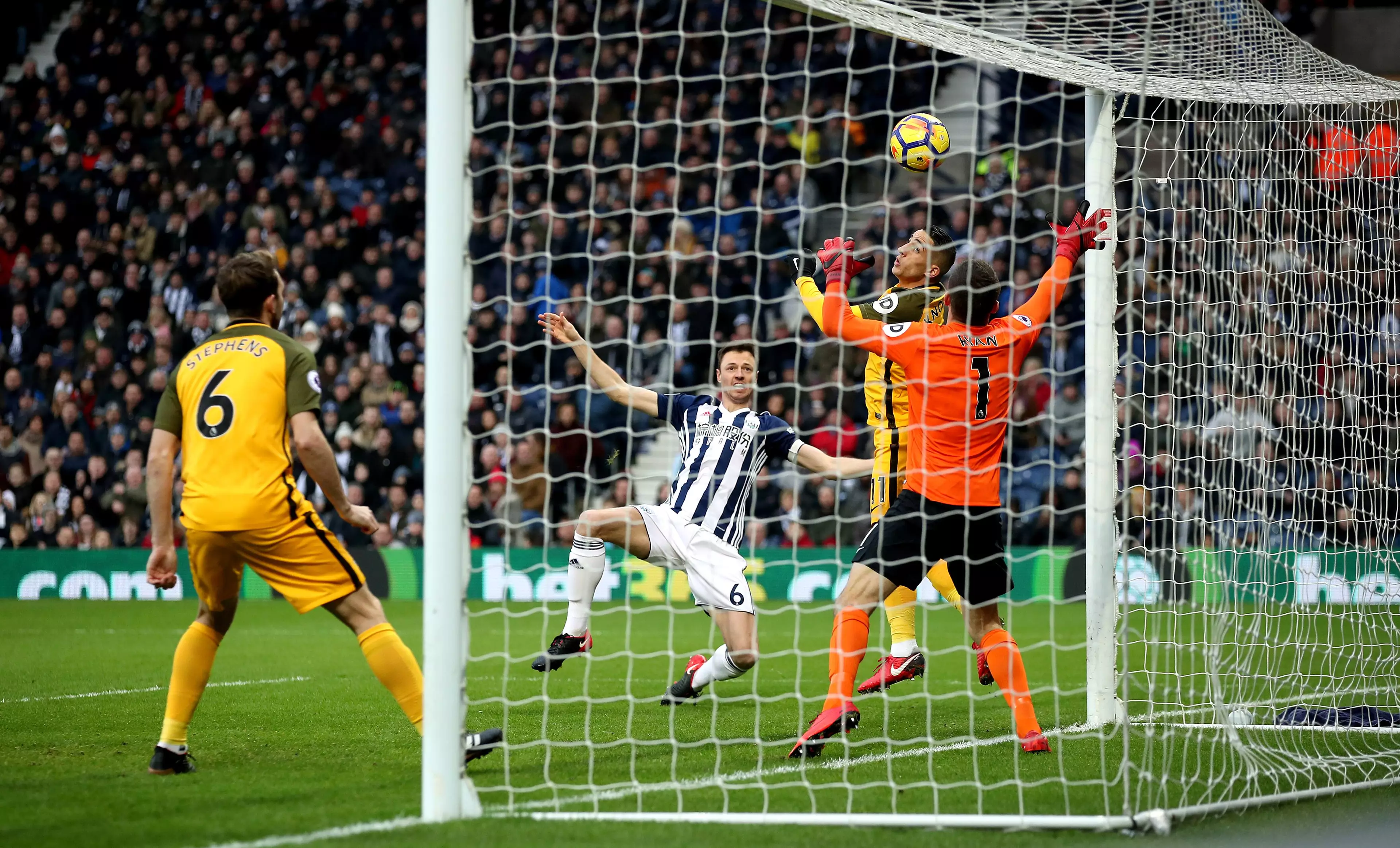 Evans puts West Brom ahead. Image: PA Images.