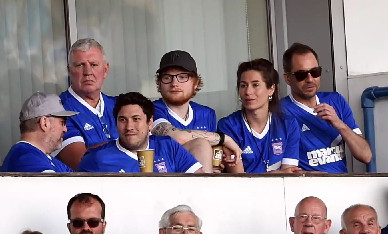 Sheeran and Seaborn at an Ipswich Town match last year.