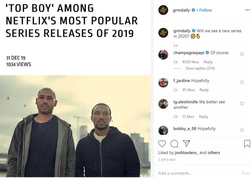 Drake has confirmed Top Boy will return this year.