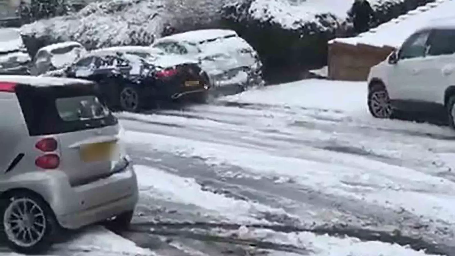 Mercedes Driver Causes Trail Of Destruction After Trying To Overtake In Icy Conditions 