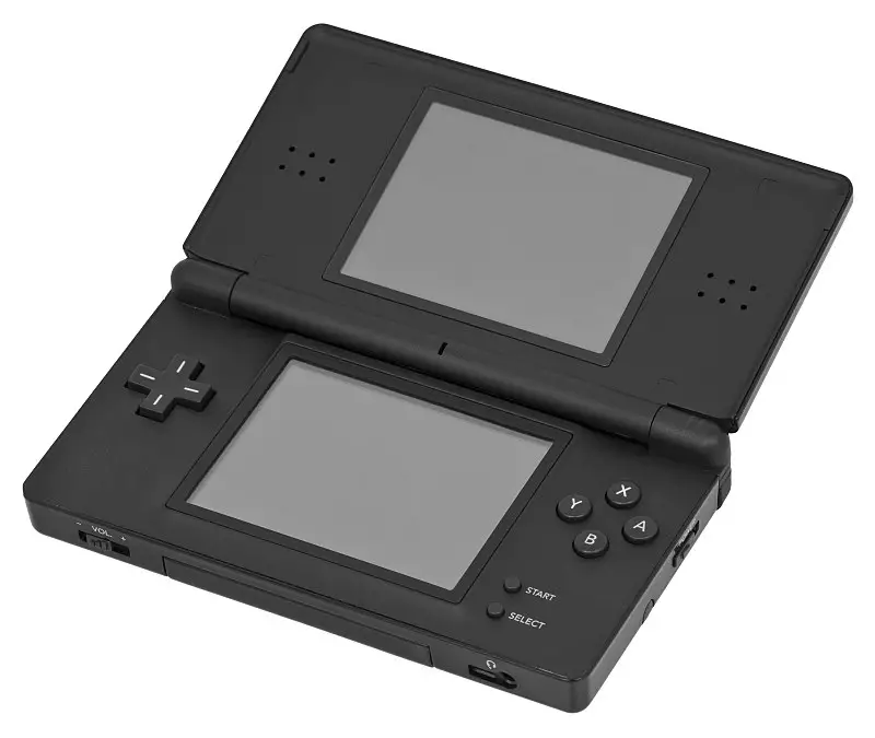 The Nintendo DS Lite, with its GBA slot visible on the bottom /