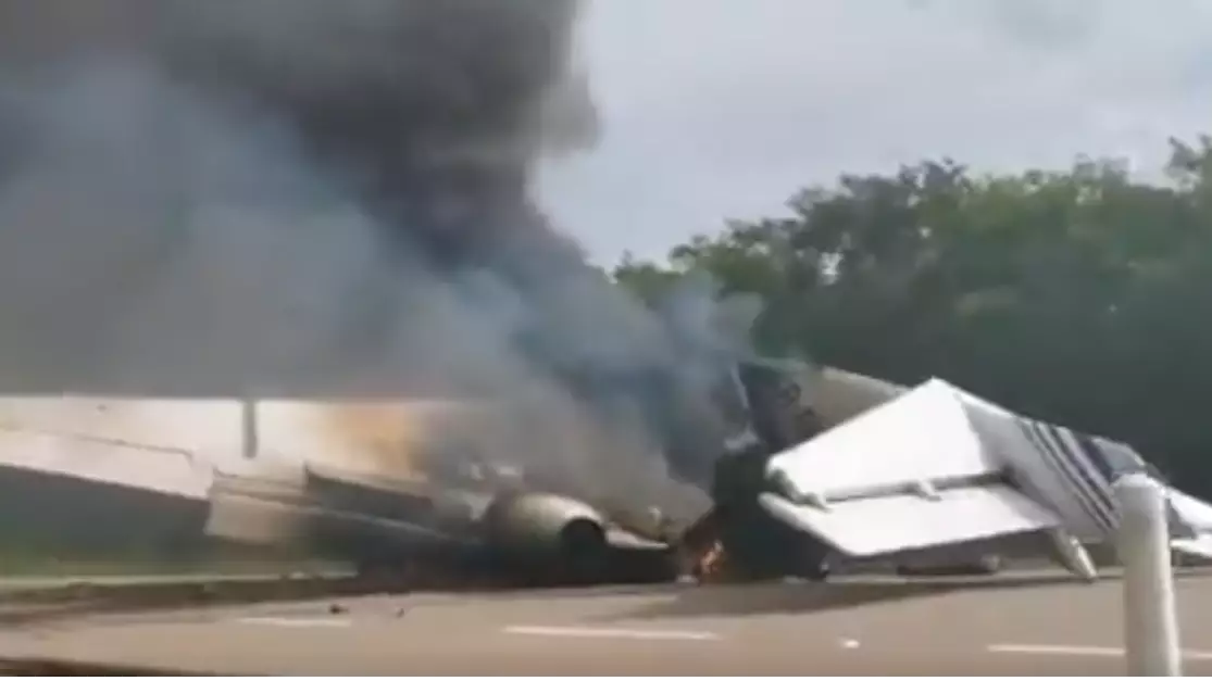 Plane Suspected Of Carrying £3.9 Million In Cocaine Found On Fire On Highway In Mexico