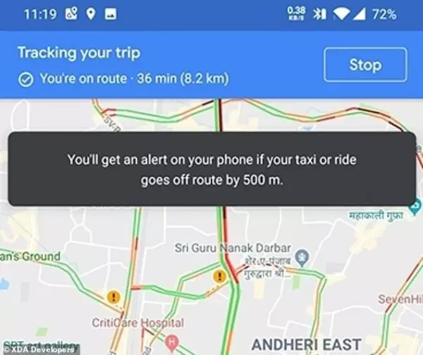 Stay Safer Alerts You When Your Taxi Goes Off Route.