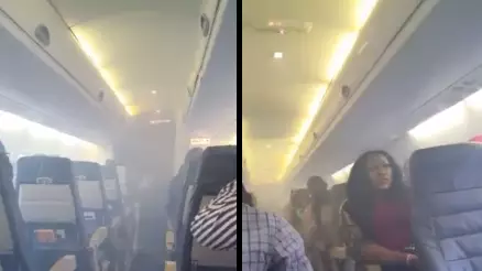 Passengers Record Dramatic Scenes As 'Plane's Engine Catches Fire' Mid-Flight 