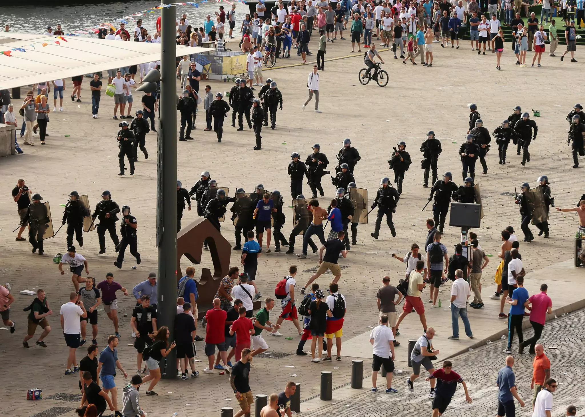 England and Russia fans clash with police at Euro 2016. Image: PA Images