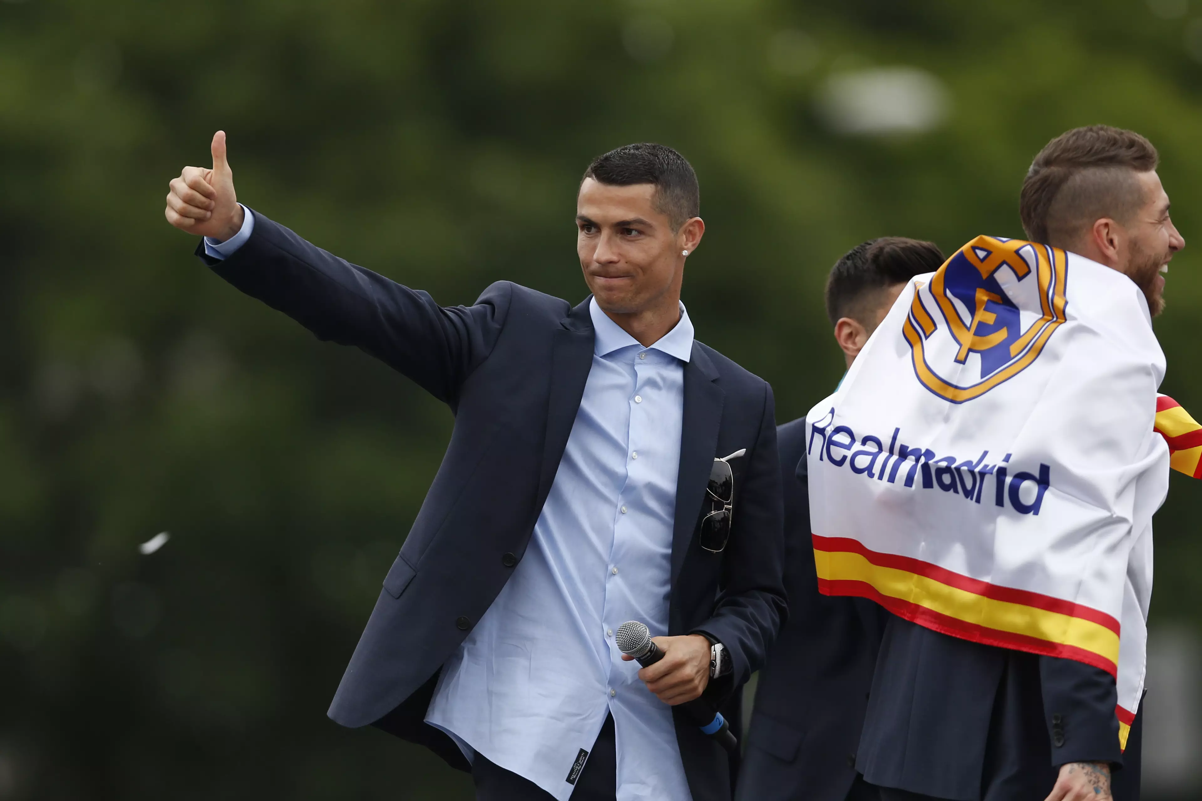 Thumbs up from Ronaldo. Image: PA