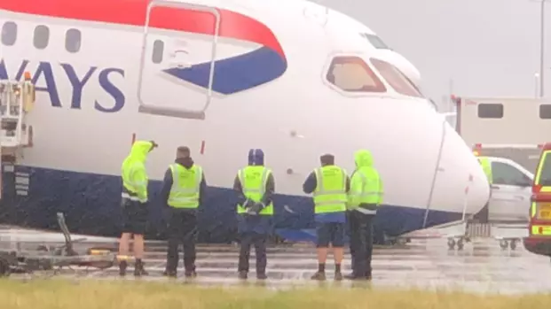 British Airways Plane's Nose Collapses On Tarmac At Heathrow Airport