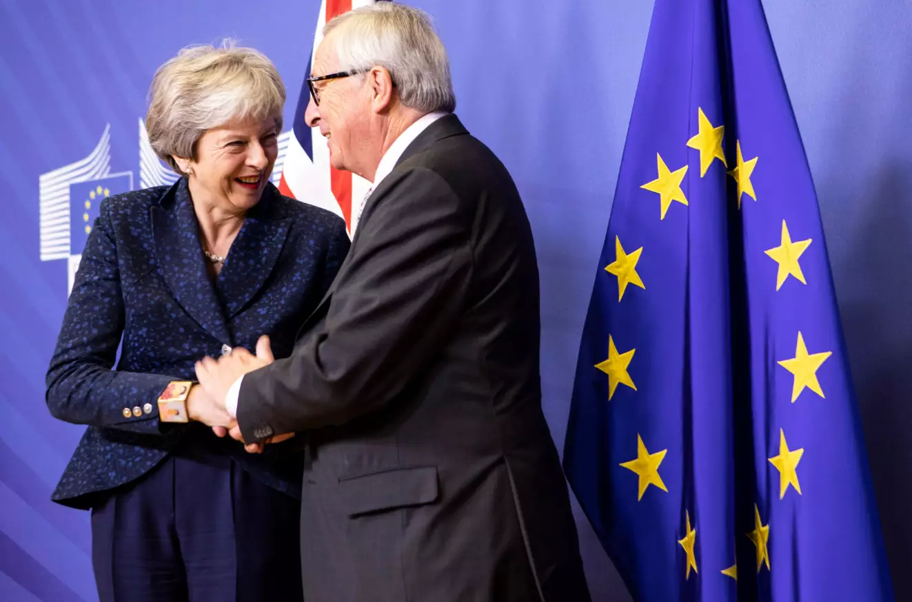 British Prime Minister Theresa May with European Commission President Jean-Claude Juncker.