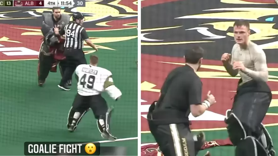 Lacrosse Goalkeepers Throw Wild Punches In Mid-Game Fight, The Commentary Is Brilliant